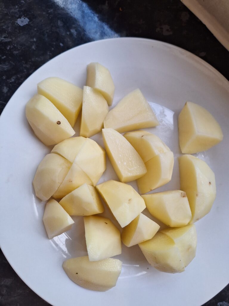 Potatoes cut into bite size chunks