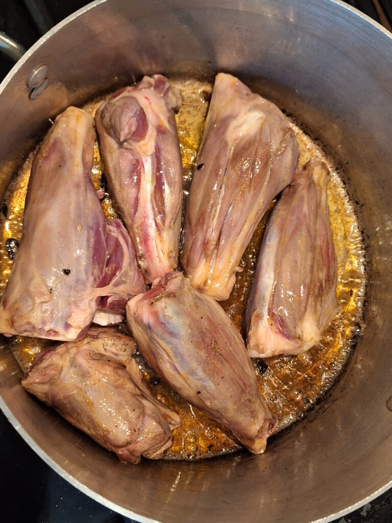 Browning lamb shanks