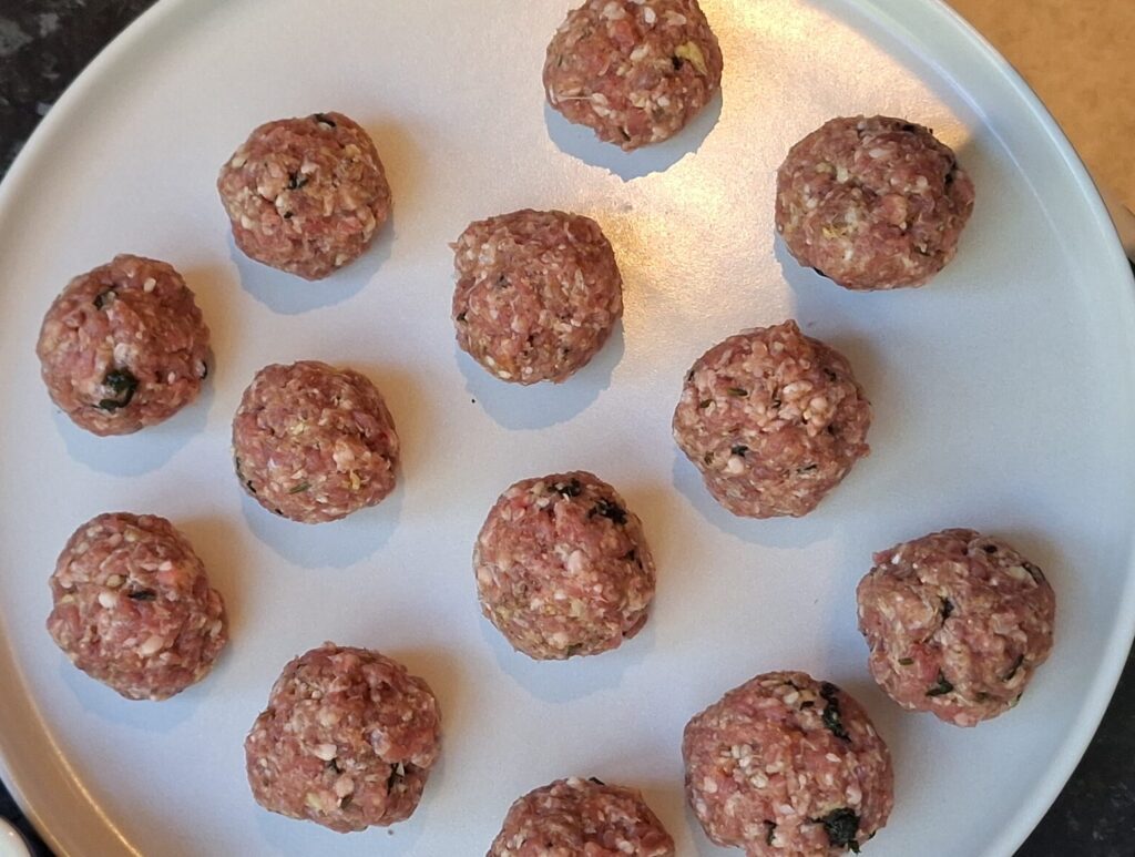Koftas prepared, ready to be cooked
