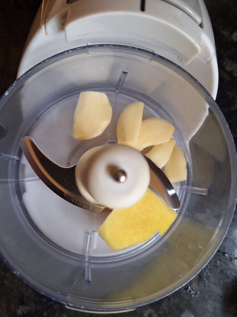 Garlic ginger in mini food processor