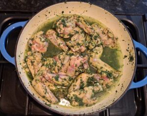 Adding water to the pan