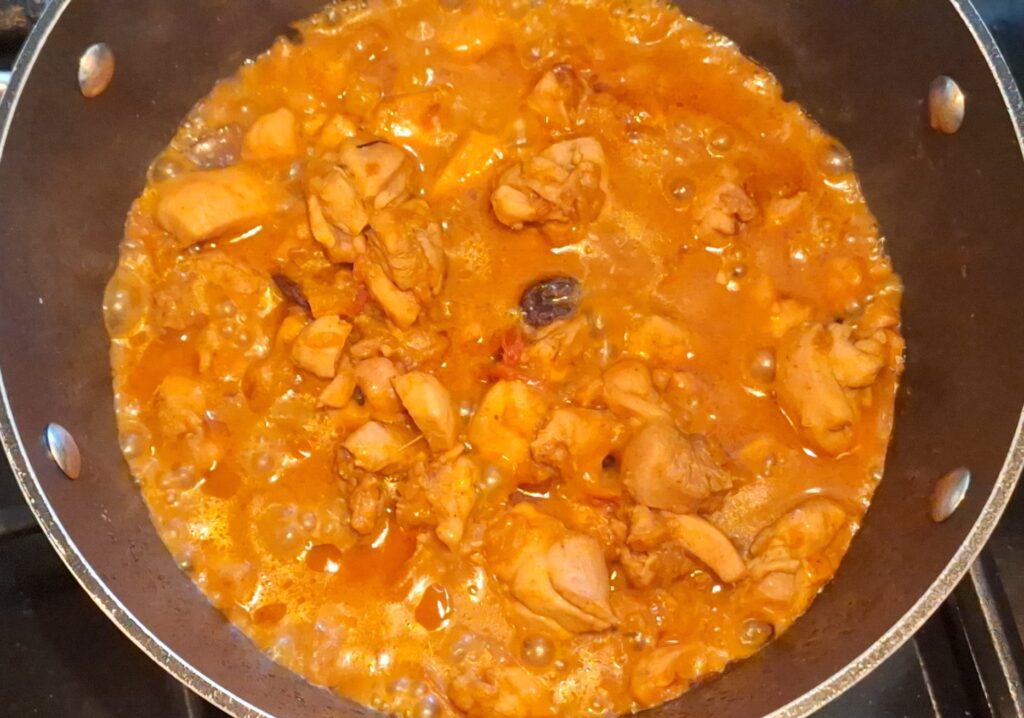 Simmering chicken