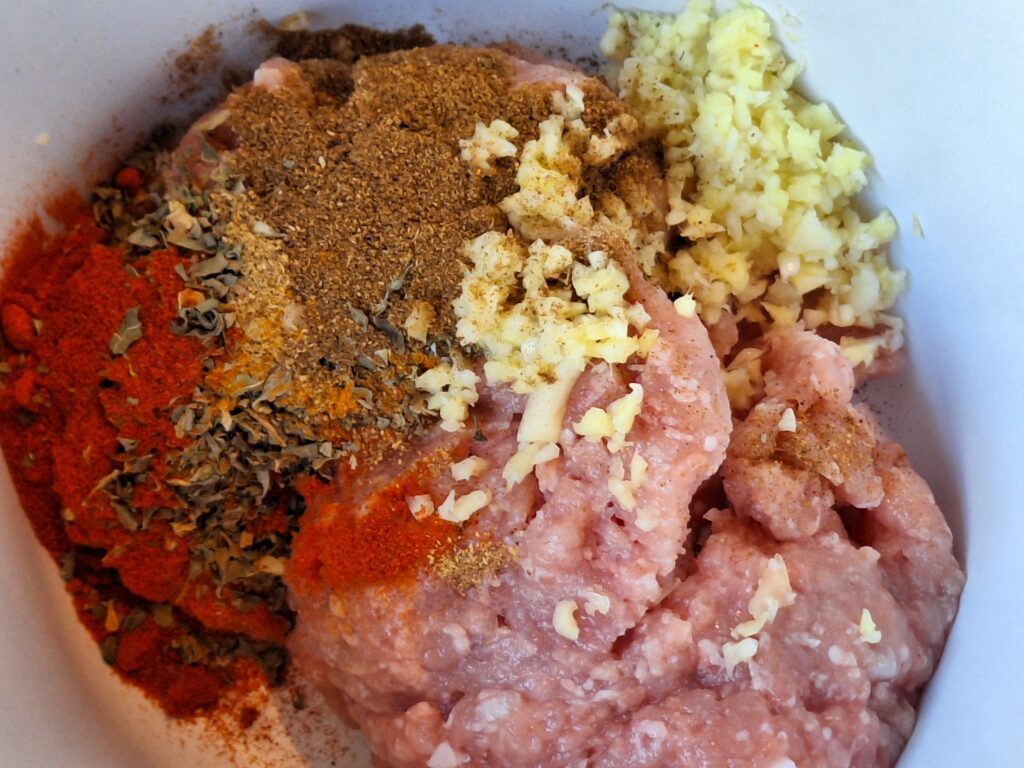 Mince meat, spices and garlic ginger