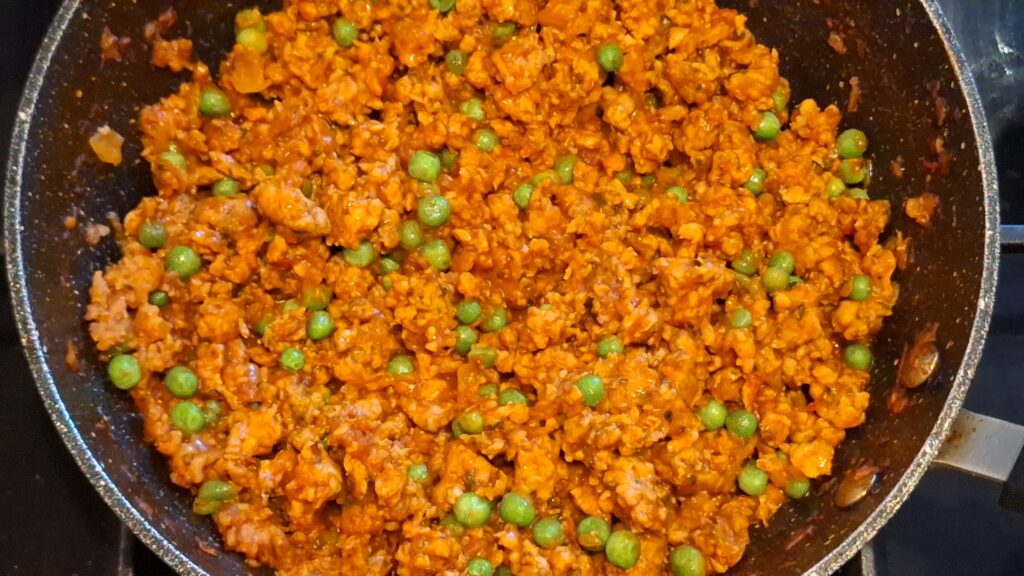 Peas added to the mince meat