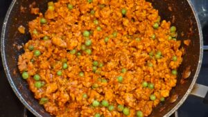 Peas added to the keema