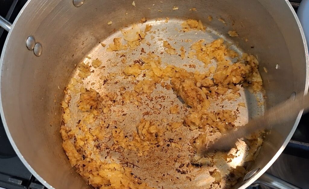 Lightly browned onions