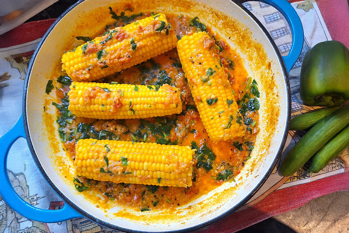 Sweetcorn Curry, with coconut (Nariyal Makai)