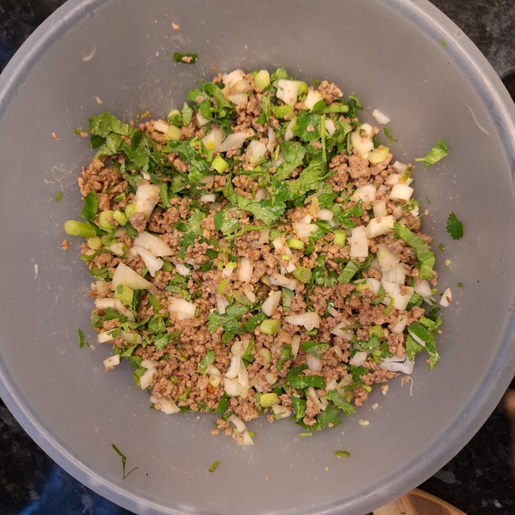 Mince lamb mixed with onions and coriander