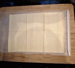 Puff pastry cut ready to fold