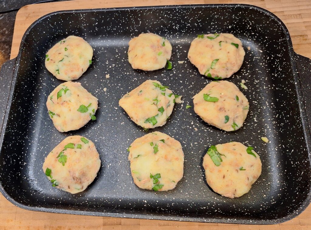 Tuna patties ready to sit in fridge