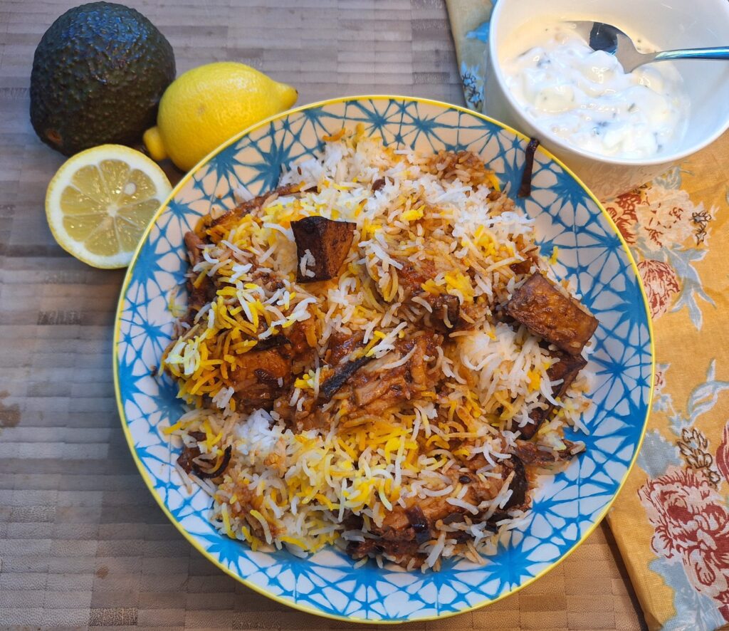 Pakistani rice and boondi raita ready to eat