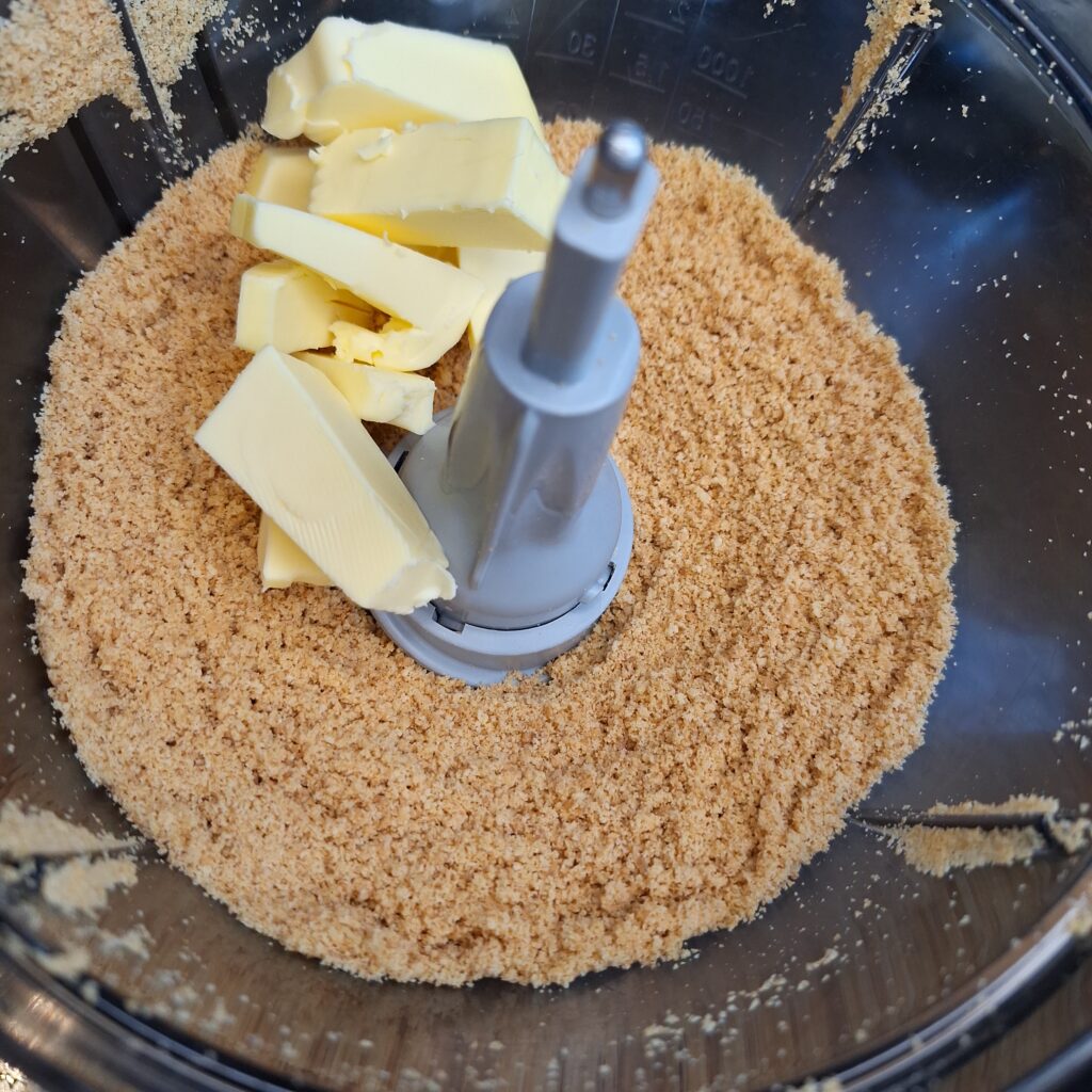 Biscuits blended, butter to add and blend
