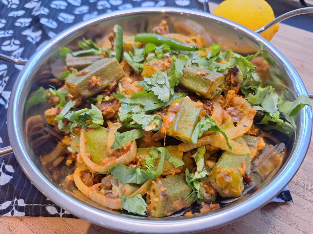 Bhindi masala with fresh coriander