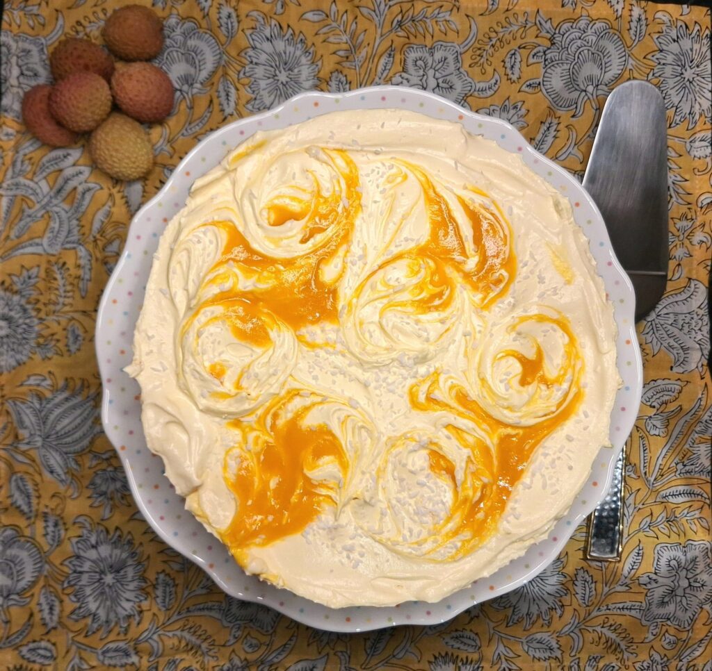 Mango cheesecake ready to serve