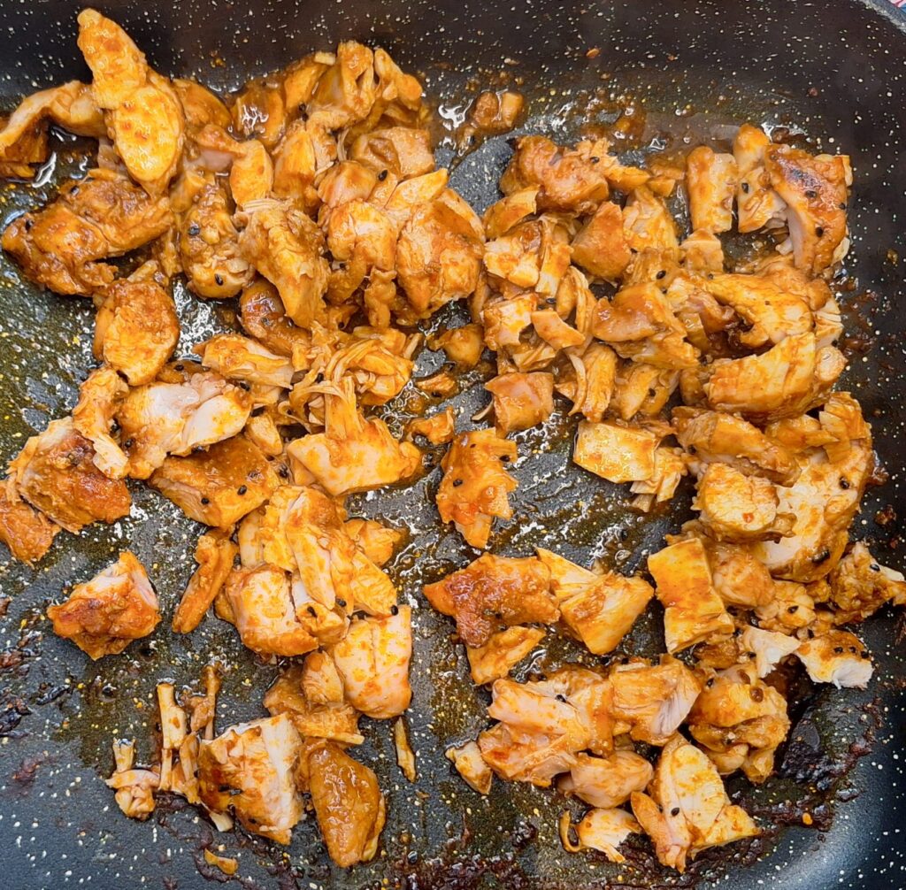Shredded chicken shawarma