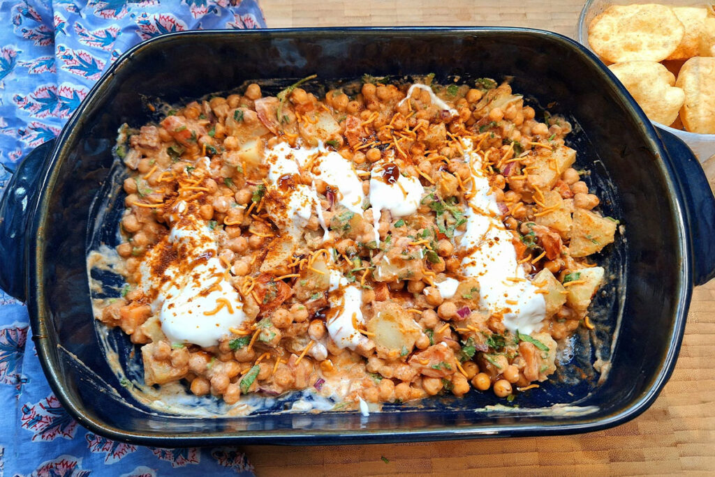 Spicy potato chickpea chaat