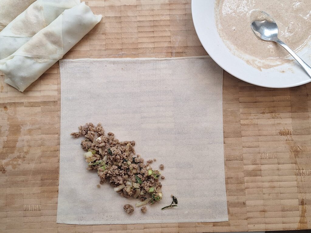Filling pastry with mince mix