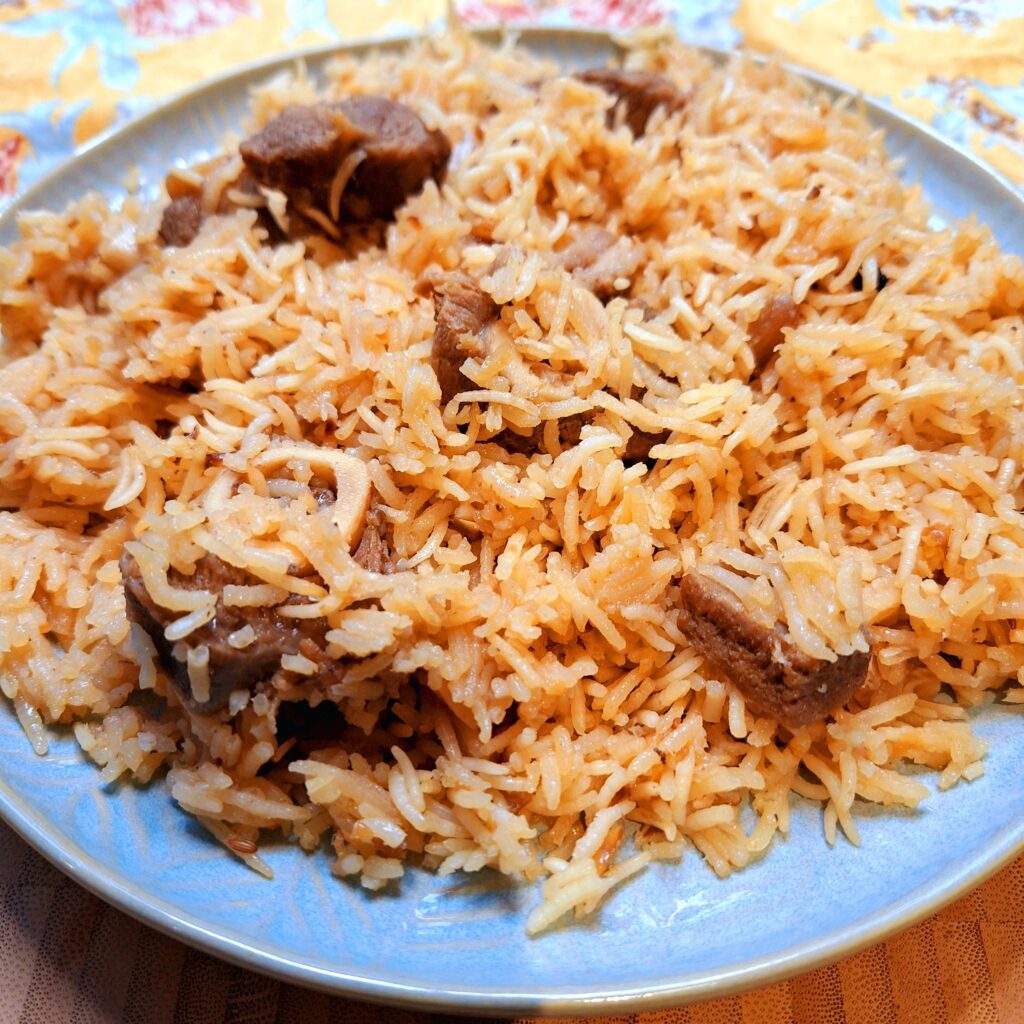 Close up of lamb pilau