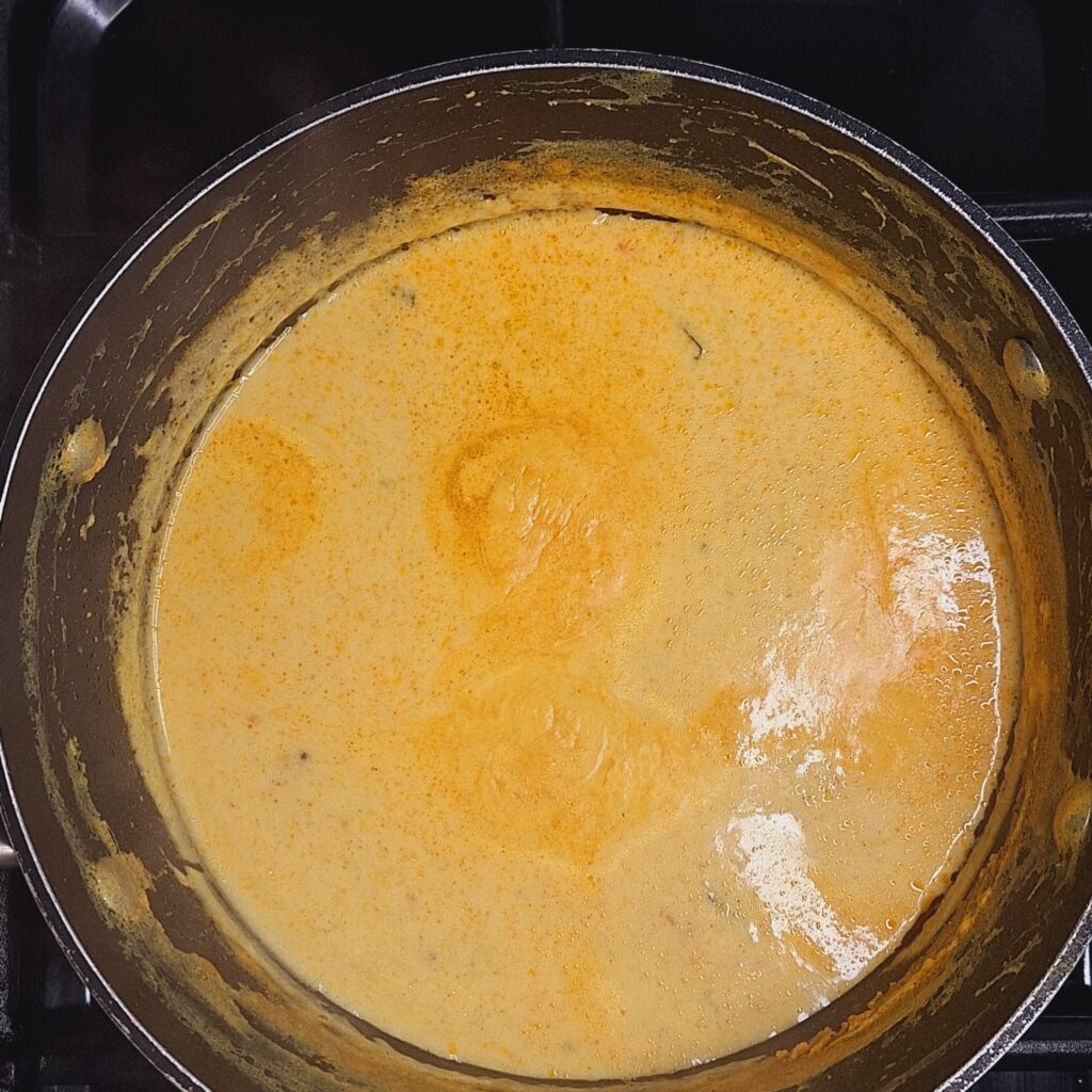 Karhi thickened after simmering, oil has separated