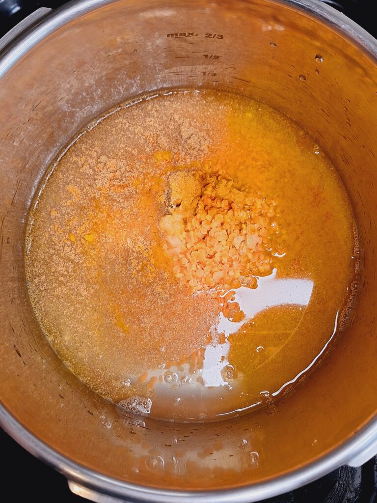 Adding lentils to pressure cooker