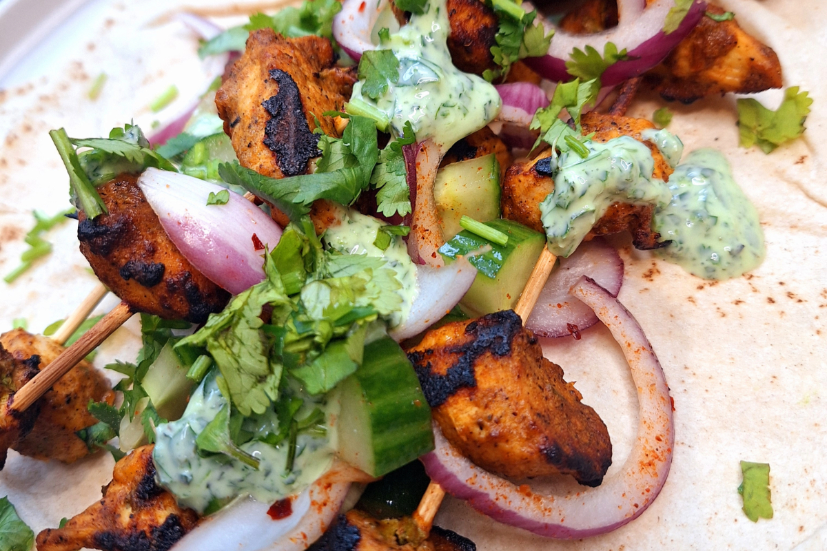 Tandoori chicken tikka on skewer