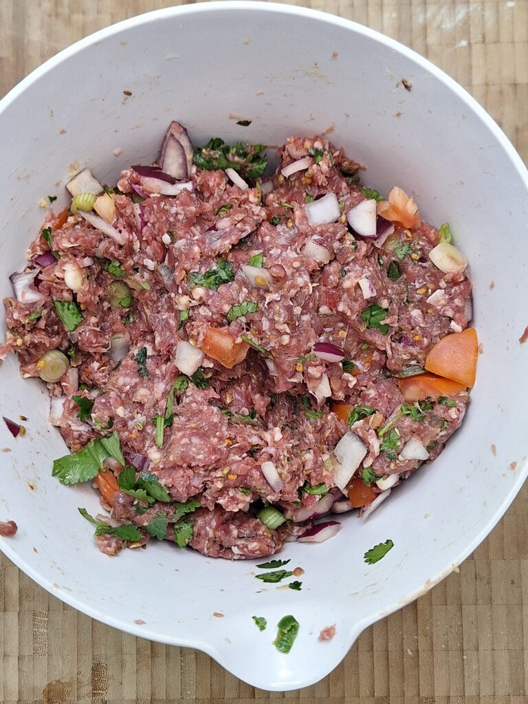 Mince mixed with chapli kebab ingredients
