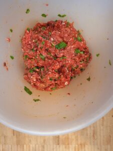 Mince beef mixed with spices and fresh coriander