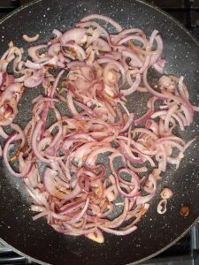 Red onions softened