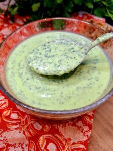 Mint and coriander chutney ready to serve