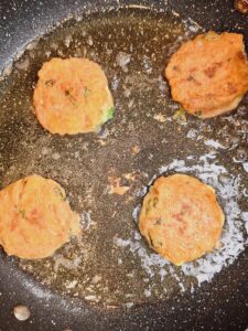 Fry patties until golden brown