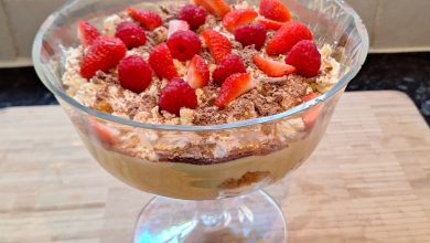 Chocolate trifle ready to serve