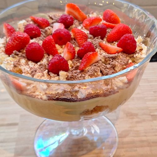 Chocolate trifle ready to serve
