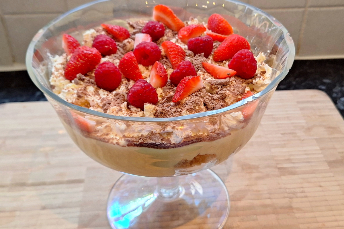 Chocolate trifle ready to serve