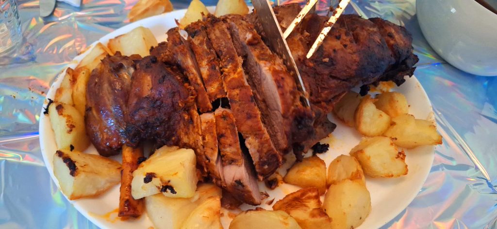 Succulent roast leg of lamb