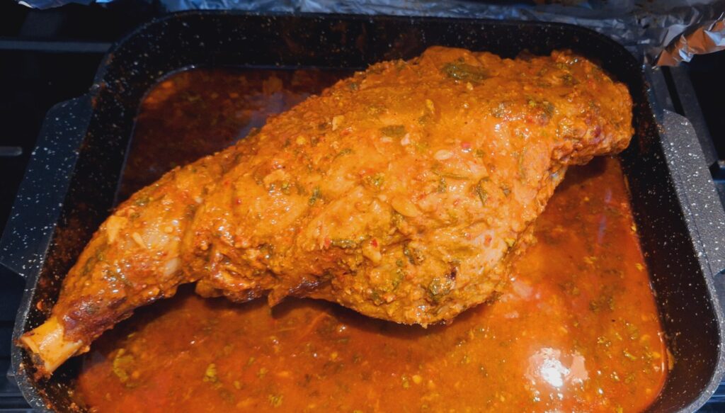 basting lamb leg