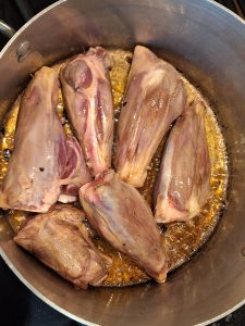 Browning lamb shanks