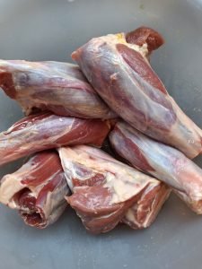 Lamb shanks rubbed with oil and salt