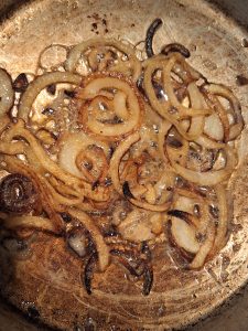 Onions browned in butter