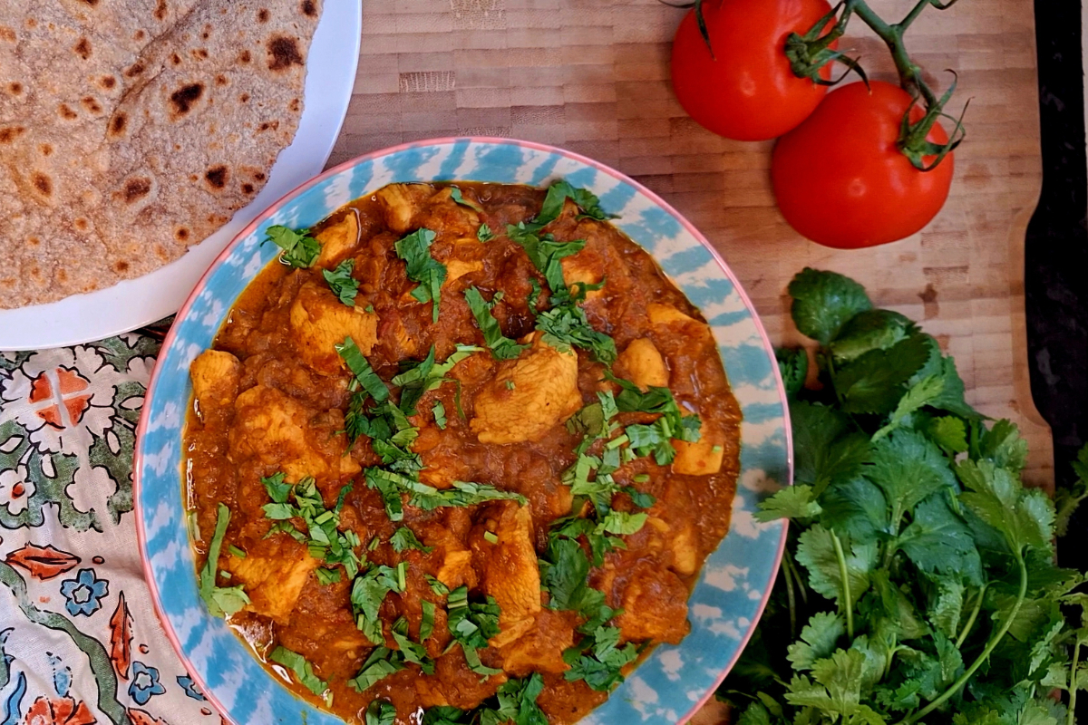 Bhuna Chicken ready to serve with chapati