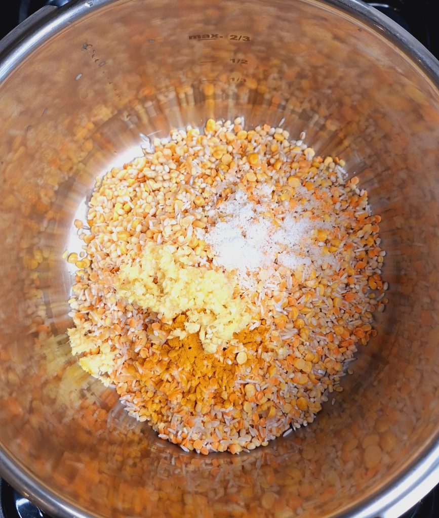 Lentils, spices and garlic ginger