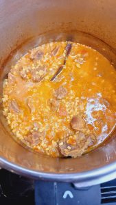 Bhun the lamb and lentils