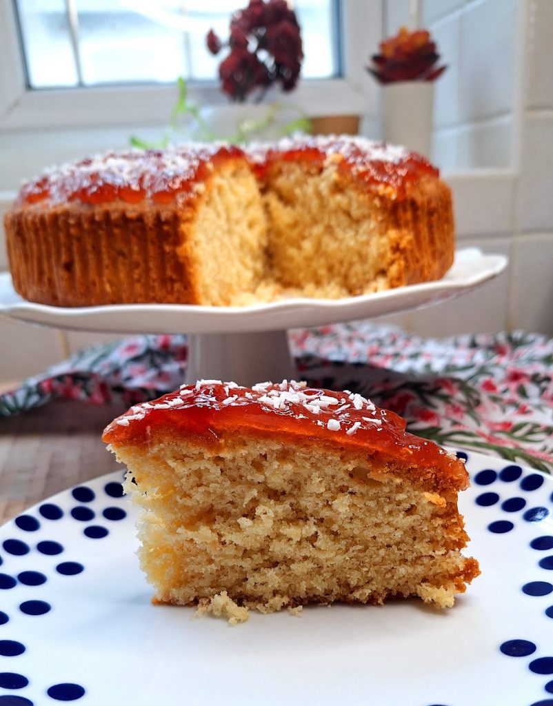 Jam and coconut cake