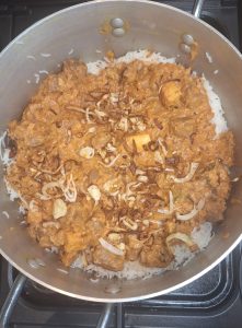 add lamb with crispy onions