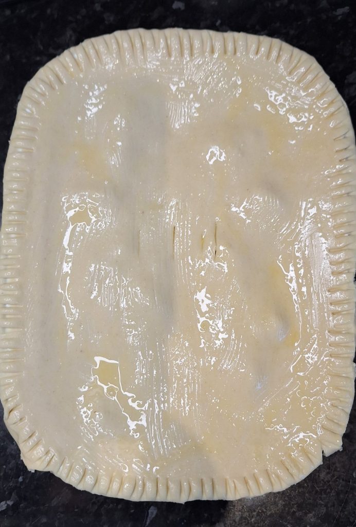 Pastry brushed with egg wash