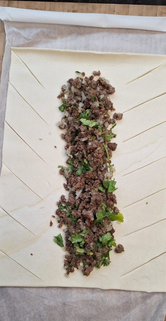Lamb Mince Puff Pastry Pie preparations