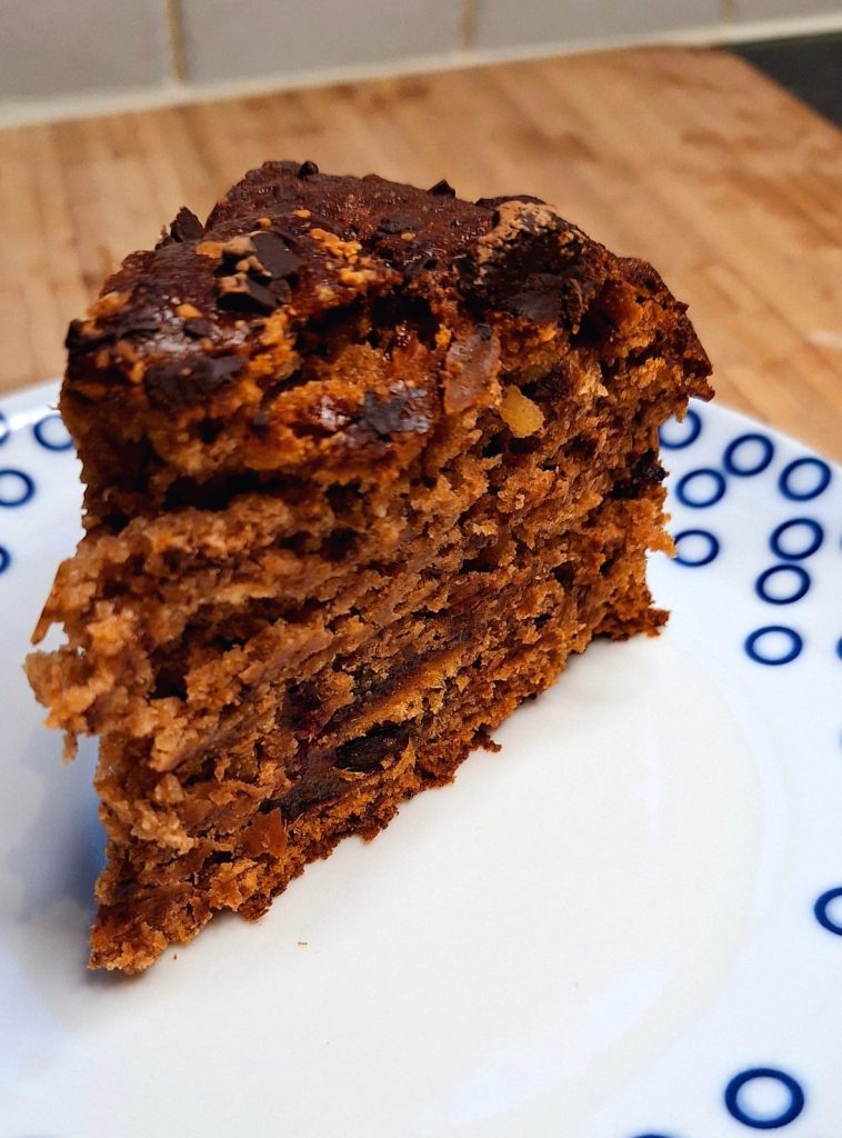 Moist date cake with walnuts
