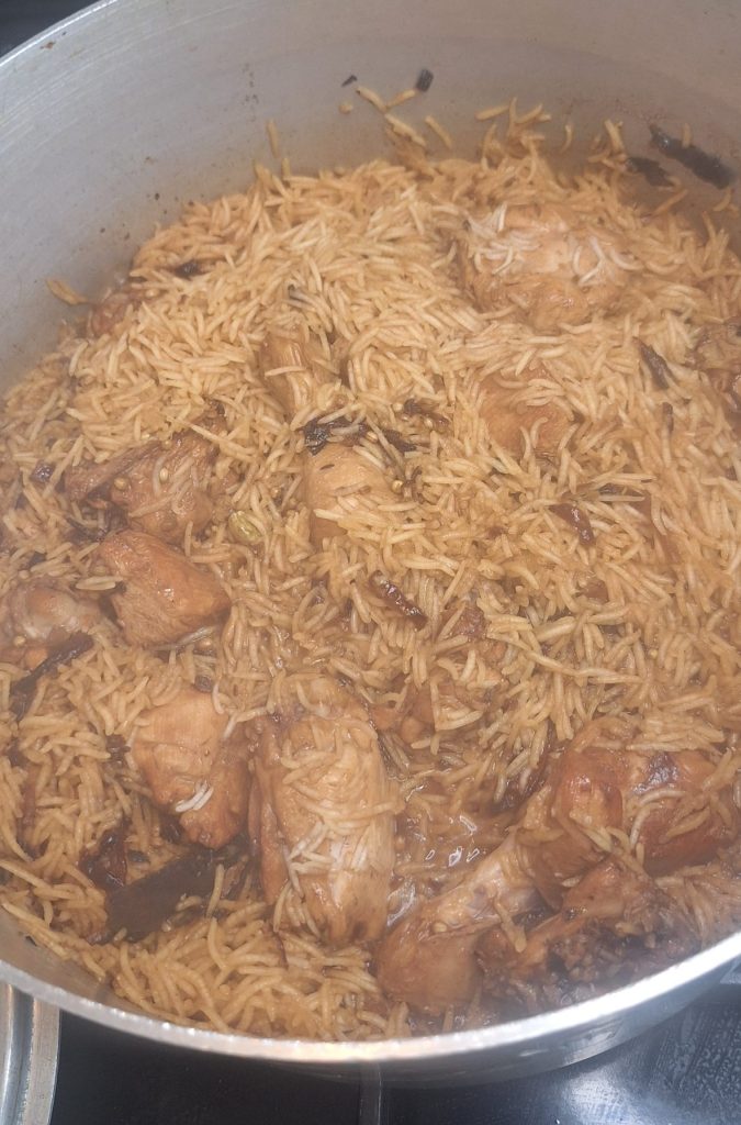 Rice partially cooked