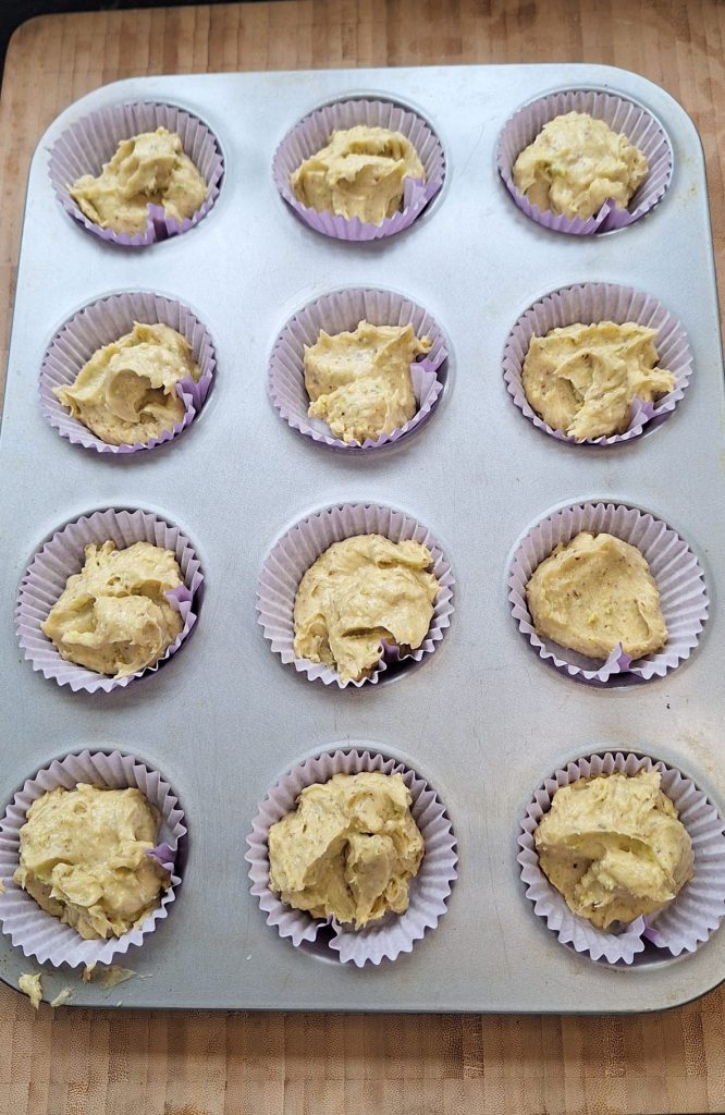 Divide batter into cupcake cases